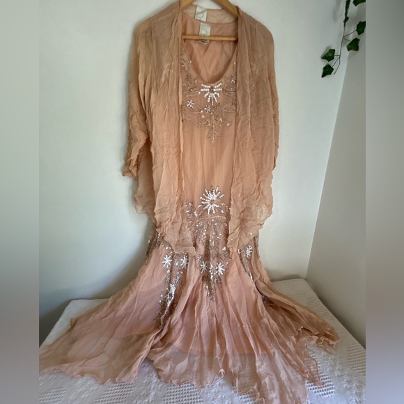 Roaman's Dresses & Skirts - Roaman's Elegant Peach Dress with Embellishments